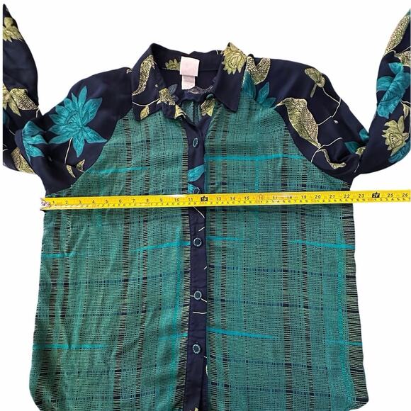 VTG Ali Miles SZ 14 Rayon USA Art-to-wear Button Down Tunic Blouse Geometric - Picture 13 of 16